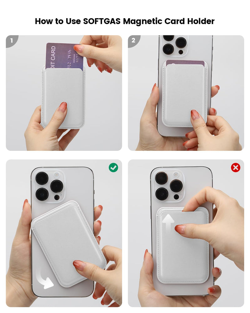 [Australia - AusPower] - Magnetic Phone Wallet for Apple MagSafe, Card Wallet Holder for iPhone 15 Pro Max/15 Plus/15 Pro/15, 14 Pro Max/14 Plus/14 Pro/14, 13 Pro Max/13 Pro/13, 12 Pro Max/12 Pro/12, White 