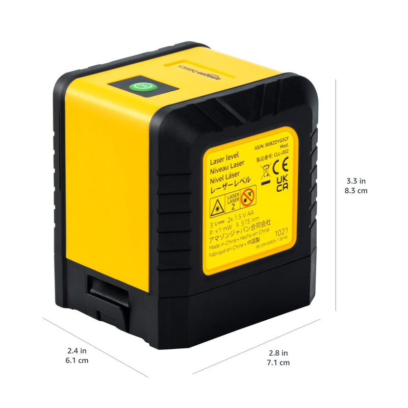 [Australia - AusPower] - Amazon Basics Horizontal/Vertical and Cross-Line Class II Laser Level, 59 ft / 708 in, Yellow/Black 