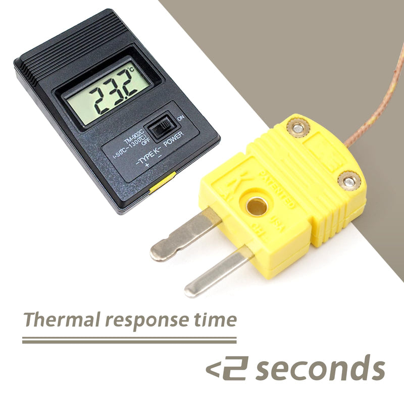 [Australia - AusPower] - 5Pcs 1 Meters K Type Thermocouple Temperature Probe Sensors Compatible with Type-K Temperature Measuring Instruments, Higher Accuracy Long Measure Range -58°F~899°F(-50°C~482°C) 