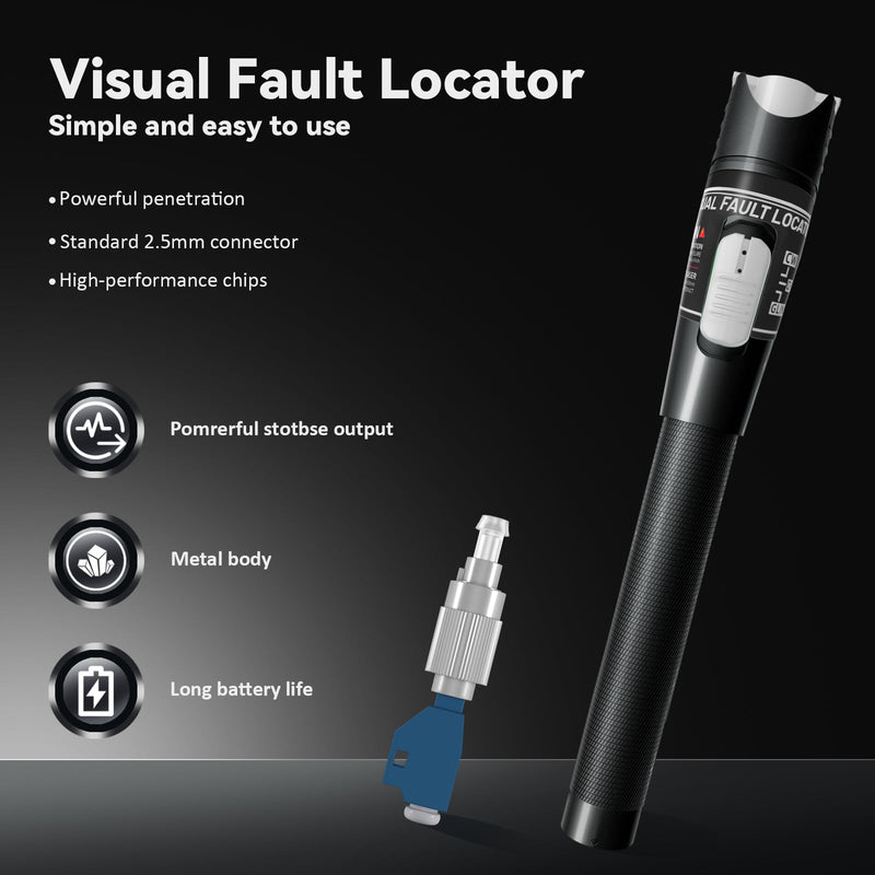 [Australia - AusPower] - Visual Fault Locator - 80KM High-Power VFL Fiber Optic Tester Kit with FC/LC/SC/ST Compatibility - Single Mode 9/125μm for Long-Distance Fiber Testing 80mW VFL + FC/LC Connector 