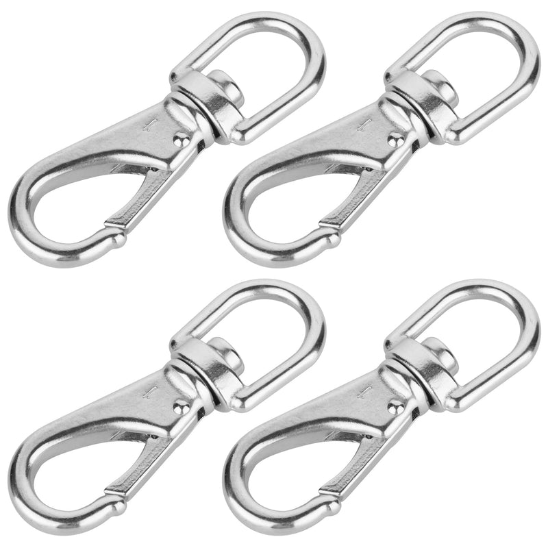 [Australia - AusPower] - 3-1/2'' Stainless Steel Swivel Snap Hooks #1 Heavy Duty 3/4'' Swivel Eye - for Scuba Diving, Flagpole Rope, Bird Feeders, Dog Leashes, Bags, Belting, Straps, Luggage, etc - Pack of 4 