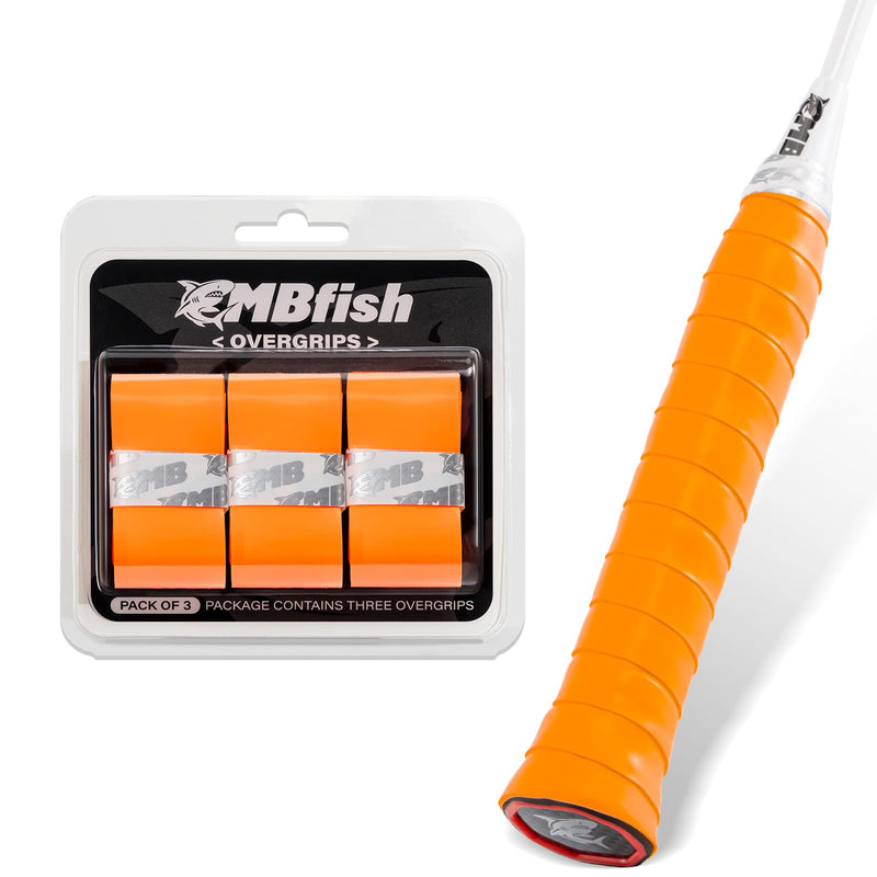Tennis Racket Grip Tape 3 Pack, Racket Grips Soft Racquet Overgrips for Tennis, Pickleball and Badminton - Anti-Slip and Absorbent Tennis Grip Tape Set Orange