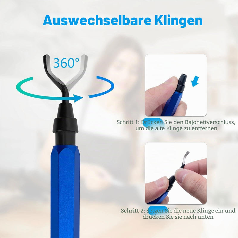 Universal Deburring Tool with 10 Replacement Blades, 360° Rotating Blade for 3D Printing, Plastic and Aluminum (1 Tool + 11 Blades)