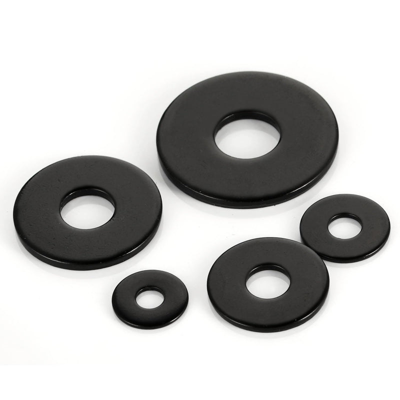 [Australia - AusPower] - 1/4" Stainless Flat Washers, 7/10" Outer Diameter, 18-8 (304) Stainless Steel Metal Washers for Screws and Bolts, Black Finish (50 PCS) 1/4" x 7/10" OD 