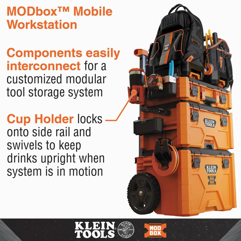 Klein Tools 54817MB MODbox Cup Holder, Anti-Spill Self-Leveling Swivel, Modular Tool Storage System Side Mounting Accessory, Easy One-Handed Attachment One Size (Pack of 3)