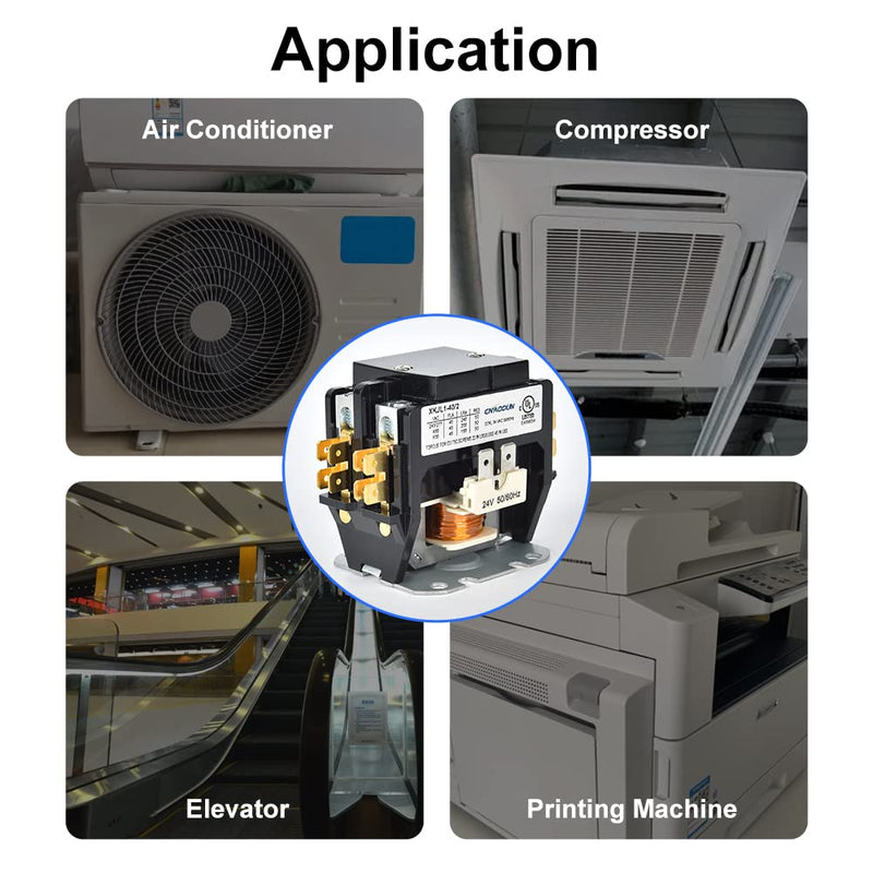 [Australia - AusPower] - HVAC Contactor Air Conditioner Contactor 2 Pole 40 Amp 24V Coil Compatible with Condenser,Compressor,Air Conditioner,Refrigeration Systems,Heat Pump 2P 40A 24V 