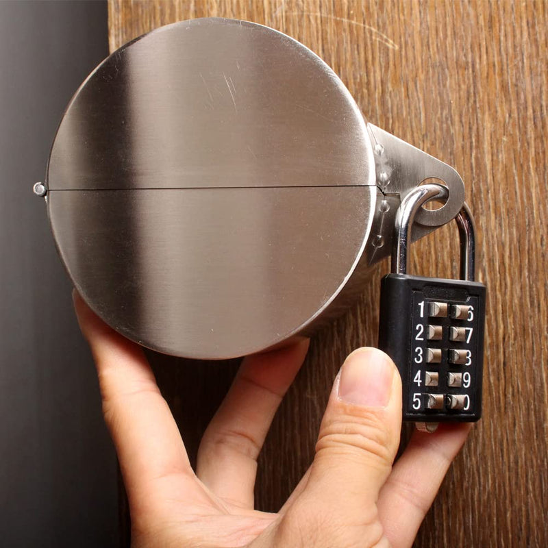 Door Knob Lock Cover ，Without Drilling Doorknob Lock，from Outside Prevents Turning of Door Knob and Access to Keyhole,for Apartment Evictions,Childproof (Stainless Steel with Lock Stainless Steel