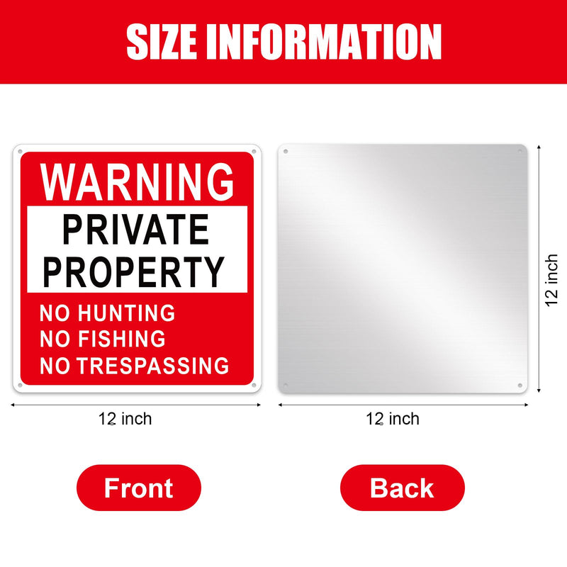 Lineshading 8 Pcs Large Posted No Hunting No Trespassing Signs Private Property Weatherproof Sign Reflective Aluminum Sign for Warning Hunting Fishing Trapping Outdoor(Red,12x12") Red 12x12"
