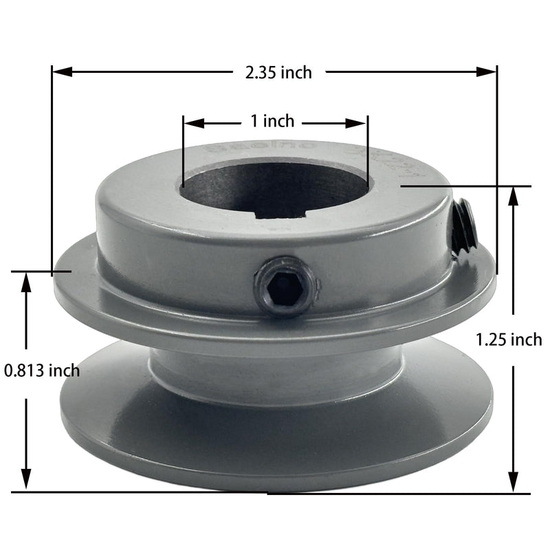 [Australia - AusPower] - BK22-1 Single Groove Fixed Bore V Belt Pulley,1 inch bore,2.35 inch Outside Dia,V-Belt Sheave Cast Iron for A AX B BX 4L 5L V-Belts 