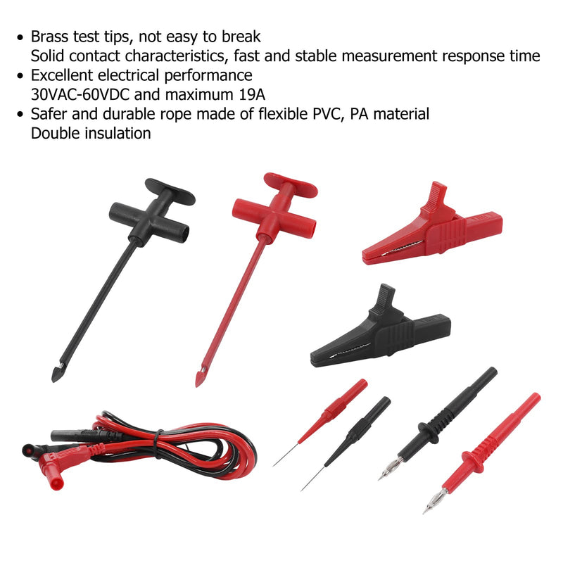 [Australia - AusPower] - Multimeter Automotive Test Wire Kit Puncture Probes with Wire Piercing Probe Clip Banana Plug Probe 19A JT8001‑1 Banana Plug Extension Test Cable Set 