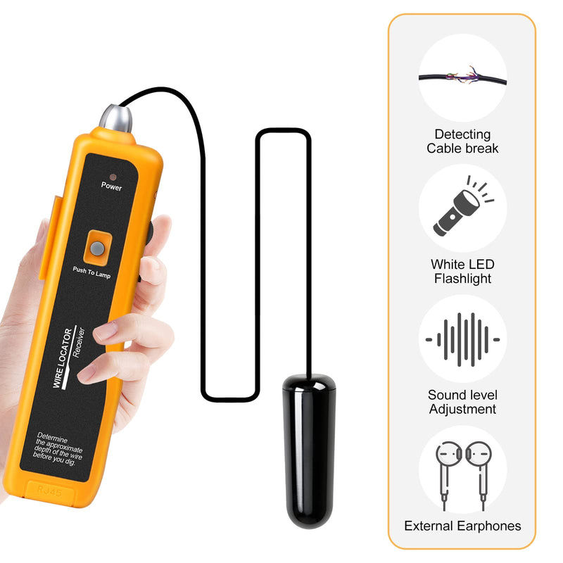 [Australia - AusPower] - Kolsol F02 Underground Cable Detector, Earth Cable Detector with Headphones, Cable Tester for Pet Fence Cable, Underground Cable, Irrigation Control Wires 