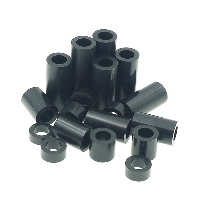 [Australia - AusPower] - OD 9mm(0.354") ID 5.4mm(0.212") Plastic Unthreaded Spacers Assortment Kit;Wall Plate spacers for M5 Screws;Clearance Spacers;Round Spacers;3mm to 25 mm Lengths (Black) OD 9mm ID 5.4mm 