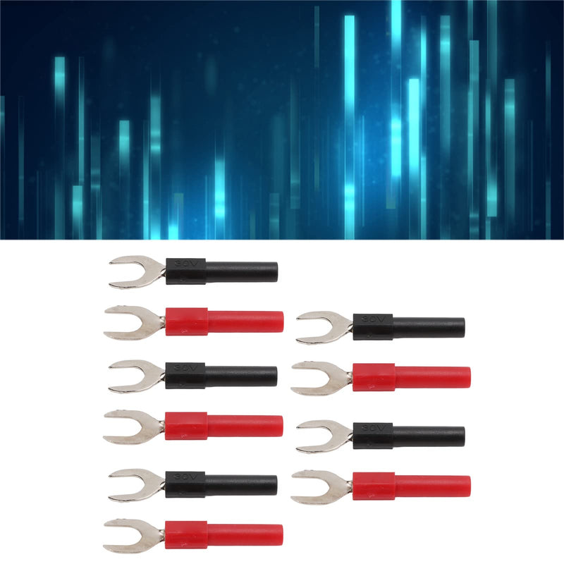 [Australia - AusPower] - Copper Plated Banana U Fork Spade Plug, 10pcs Black, Red 4mm Jack Multimeters Electronic Applications, with Copper Banana Socket, for Testing 