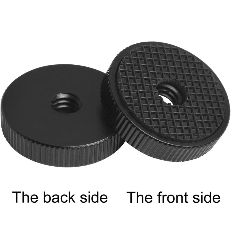 [Australia - AusPower] - 4PCS 1/4Inch Aluminum Alloy Female Thumb Wheel Lock Nut Adapter with Gasket, Hot Shoe Locking Knob Nut and Spacer, 1/4 Inch Knurled Screw Nut 26mm/1in Diameter 