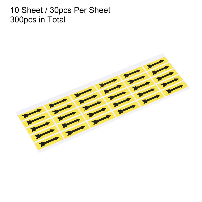 Generic Small Arrow Stickers 1.4x0.4, 10 Sheet Self Adhesive Inspection Indicator Label for Industrial Work, Black Yellow