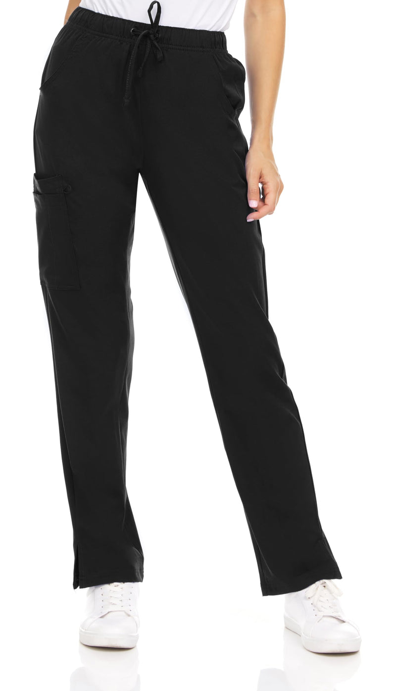 [Australia - AusPower] - Mini Marilyn Scrubs 4-Way Stretch Straight Leg Six Pocket Pants with Cargo Pockets Medium Black 