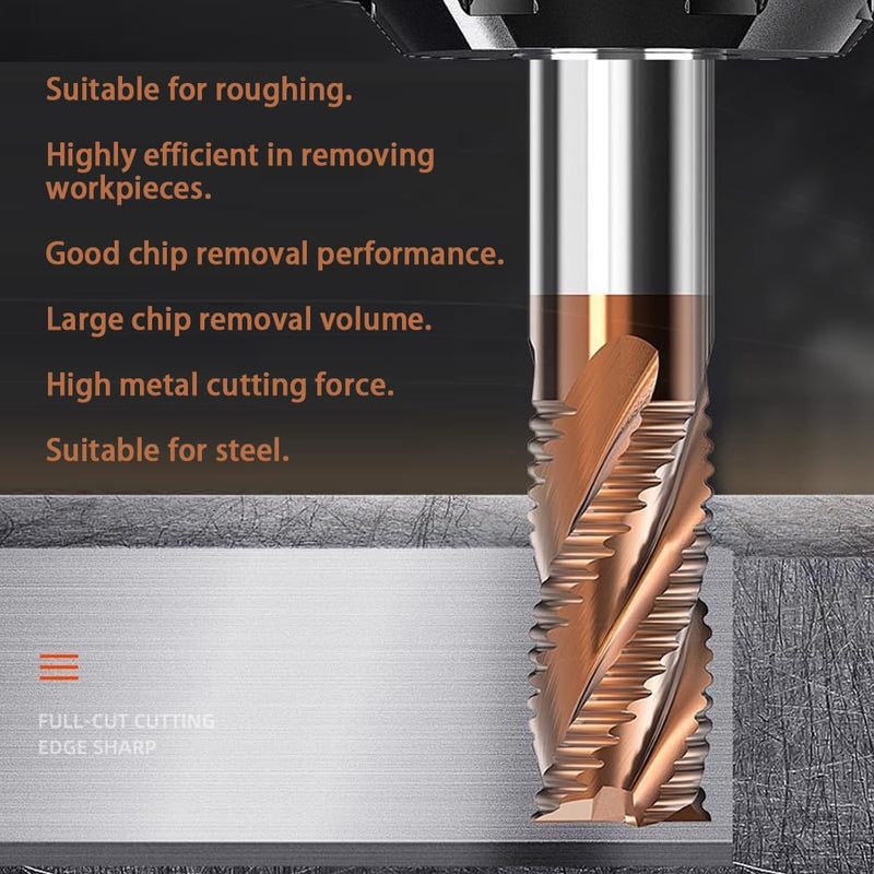 [Australia - AusPower] - 3/8" Carbide Roughing End Mill - 4 Flute - 3/8'' Shk Dia, 2-1/2'' Oal - for Alloy Steels/Hardened Steels 3/8‘’ 