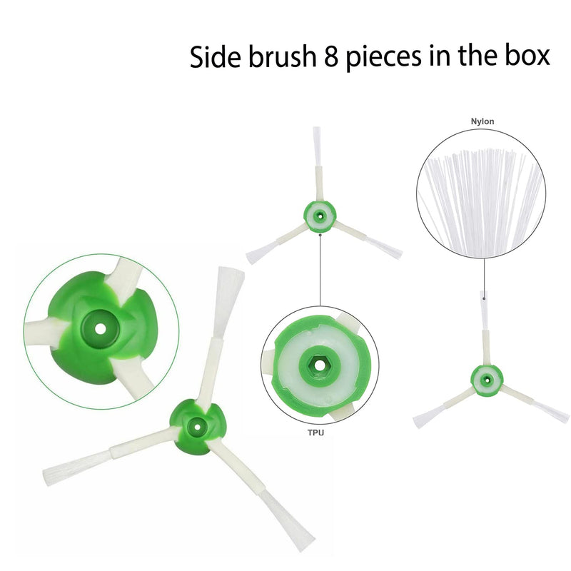 Parts accessories Compatible for iRobot Roomba e5 e6 i1 i2 i3 i4 i5 i6 i7 i8 j5 j6 j7 j8 and all Plus i e j Series Vacuum Cleaner 2 Set Roller Brushes 8 HEPA Filters 8 Side Brushes 1 caster wheel includes caster wheel