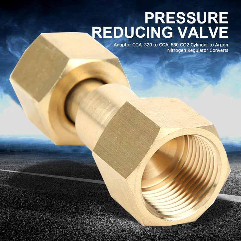 [Australia - AusPower] - Brass Cylinder Adaptors, Thread CGA580 to CGA320 CO2 Cylinder Inlet Adapter Carbon Dioxide Tank to Argon Flowmeter Regulator Fittings 