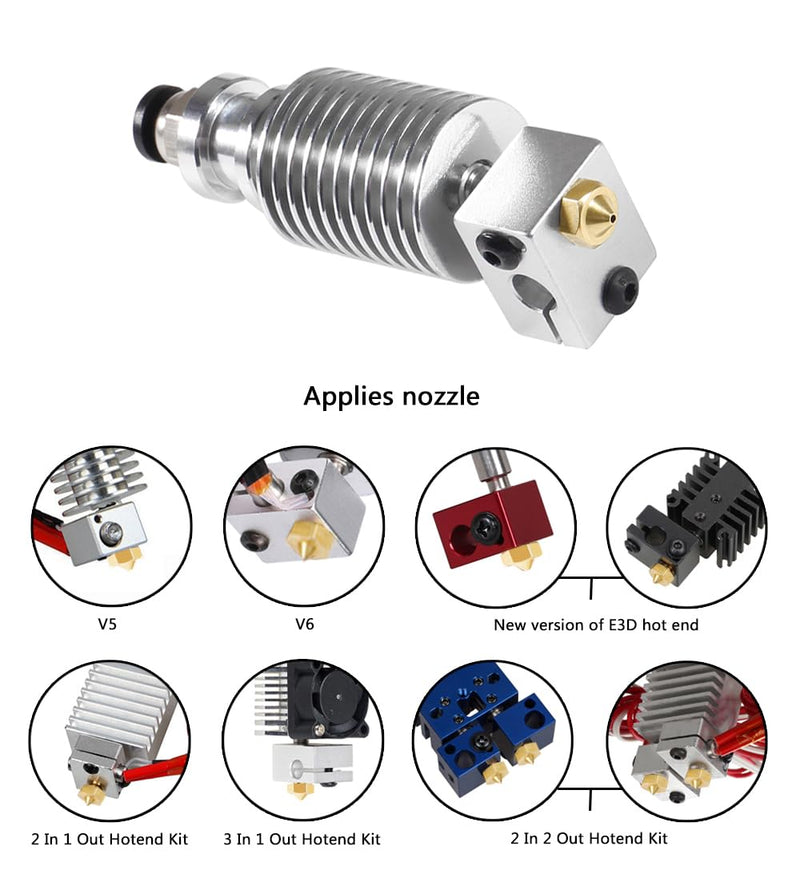 Aokin 16 Pcs Extruder Nozzles 3D Printer Brass Nozzles for E3D V5 V6 0.2mm 0.3mm 0.4mm 0.5mm 0.6mm 0.8mm 1.0mm for 1.75mm Filament 3D Printer 16Pcs mix nozzles