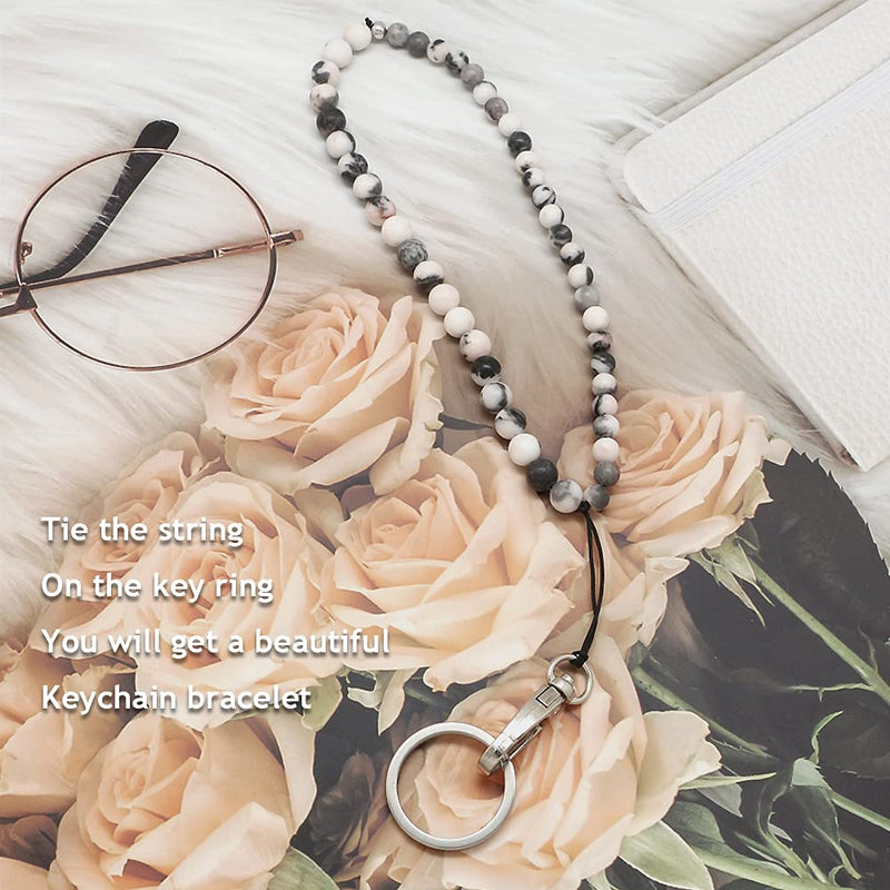 [Australia - AusPower] - C&L Accessories Beaded Phone Charm Cell Phone Lanyard Wrist Strap Handmade Natural Gemstone Pink Zebra Jasper 