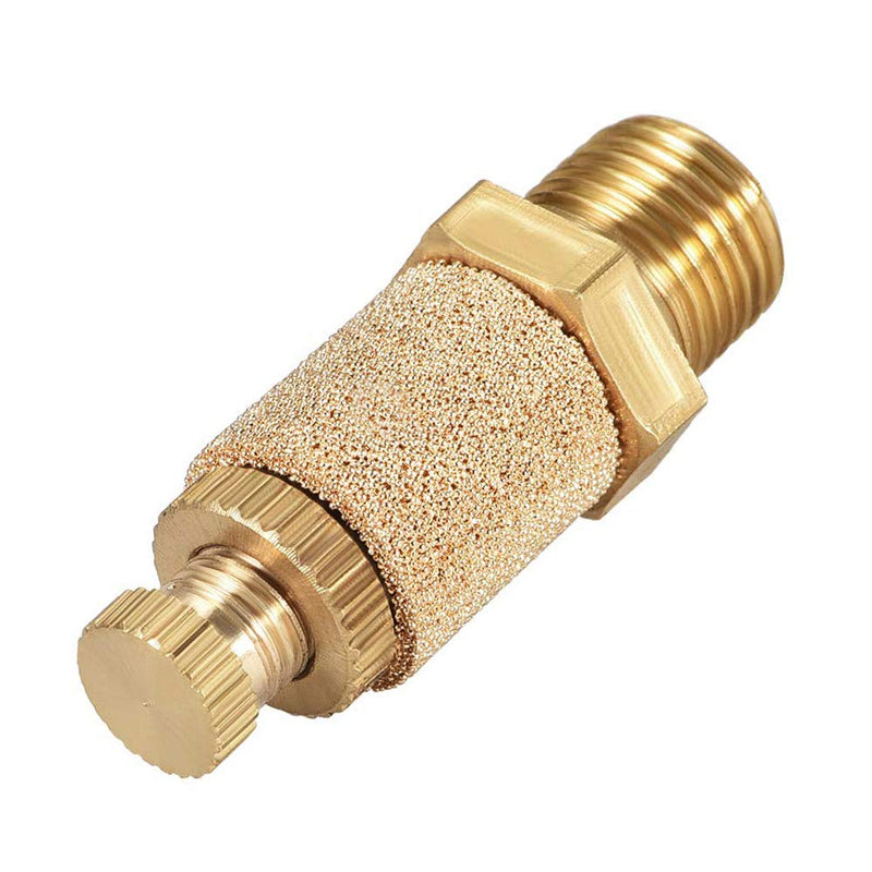 5Pcs 1/8 Male Thread Pneumatic Silencer Muffler Fitting, Top Adjustable Air Flow Speed Controller, Sintered Bronze Exhaust Muffler