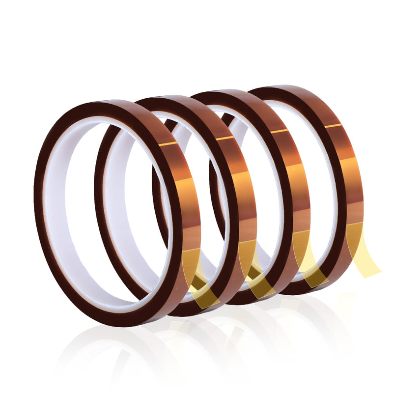 Heat Tape for Sublimation, 4 Rolls 10mm x33m(108ft) Heat Resistant Tape,Heat Transfer Tape for Press,Polyimide Tape Professional for Protecting CPU,PCB Circuit Board No Residue 10 mm Brown