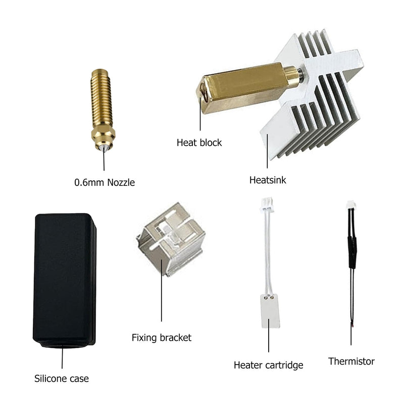 [Australia - AusPower] - for Centauri Carbon/Centauri Hotend Assembled Ceramic Extruder with 0.6mm Brass-Hardened Steel Nozzle for 3D Printer Print Head Hot End Kit Silicone Sock Nozzle Brush Wiper High Speed Printing 0.6mm Hotend for Centauri Carbon 