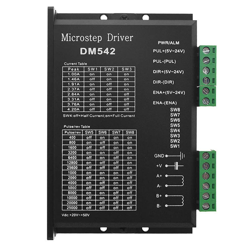 Stepper Driver, DM542 2-Phase Stepper Motor Driver 57/86 Series Stepper Motor Driver Control 18-48V DC Peak 4.2A