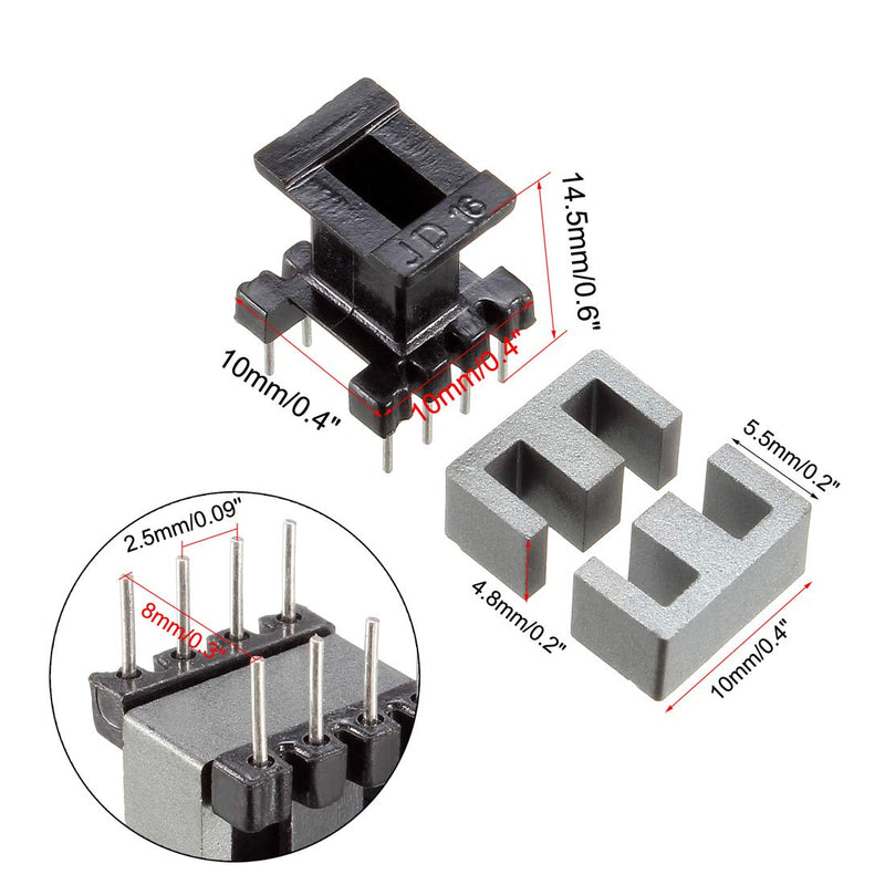 [Australia - AusPower] - uxcell 20 Sets EE10 4 with 4pin Transformer Bobbin PC40 Ferrite Core Vertical 40 Ferrite Halves and 20 Bobbin 