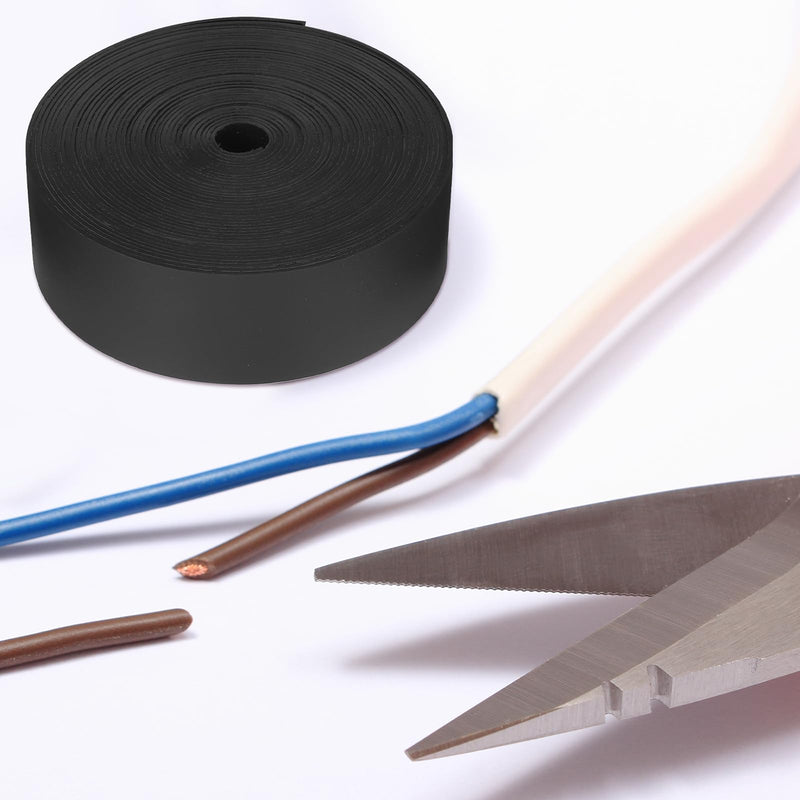 [Australia - AusPower] - 1 Inch Heat Shrink Tape Electrical Roll Black Shrink Wrap Tape Electrical Heat Shrink Tubing Activates Upon Heating Melts and Seals 1 Inch 