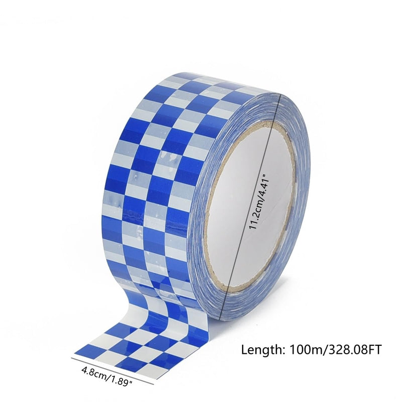 Checkered Flag Tape 1 Rolls Packing Tape Blue White Decorative Checkerboard Pattern Packaging Tape 1.89in x 328ft Duck Tape for Shipping Moving Sealing Scrapbook Box Decoration Blue & White Checkerboard