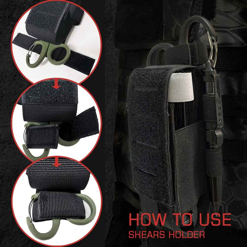 [Australia - AusPower] - 2 Piece Upgrade Laser Cut 1000D Molle Torniquet Pouch, Tactical Medical Tourniquet Pouch Holster Pouch Only-BLACK 