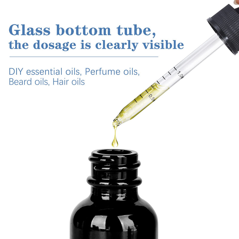 [Australia - AusPower] - 1 oz UV Resistant Dropper Bottle 12 Pack Black Glass Boston Bottles 30ml with Eye Droppers Black Caps for Essential Oils, Perfume, Leak Proof Travel Bottles for Liquids UV Black 1oz,12pcs 