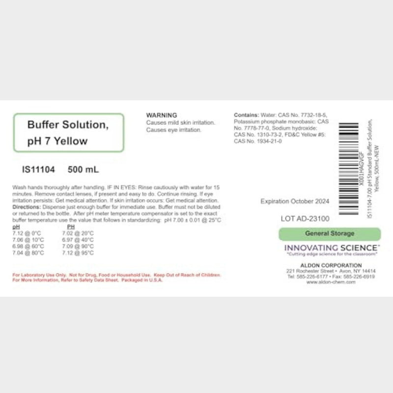 Innovating Science pH 7 Buffer Solution - Ph Up and Down - Ph Calibration Solution Kit - Ph Buffer Calibration Solution - General Hydroponics & Lab Chemicals, Yellow 500mL Ph Kit