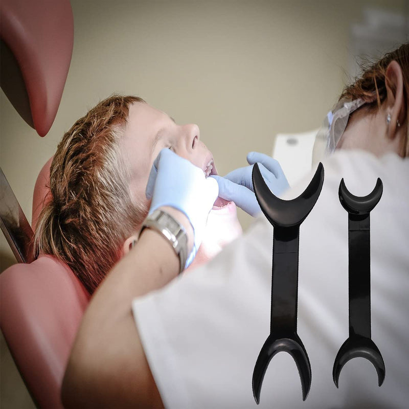 [Australia - AusPower] - 8 Pack Black T-Shape Intraoral Cheek Lip Retractor, 4 Large Size+4 Small Size Double Head Mouth Opener for Teeth Whitening Retractor, Dental Orthodontic Oral Care Tool 