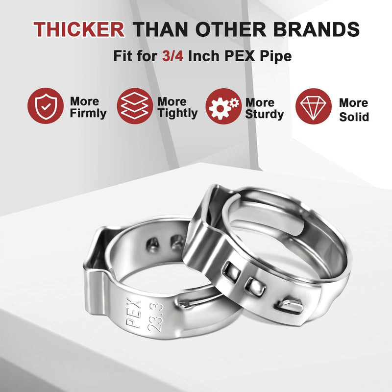 [Australia - AusPower] - 60 Pack 3/4 Inch PEX Crimp Rings, Premium 304 Stainless Steel Pex Clamps, Pex Cinch Clamp Rings with Storage Case for PEX Tubing Pipe Fitting Connections By Hydencamm(3/4"x60) 3/4"- 60pcs 3/4" 
