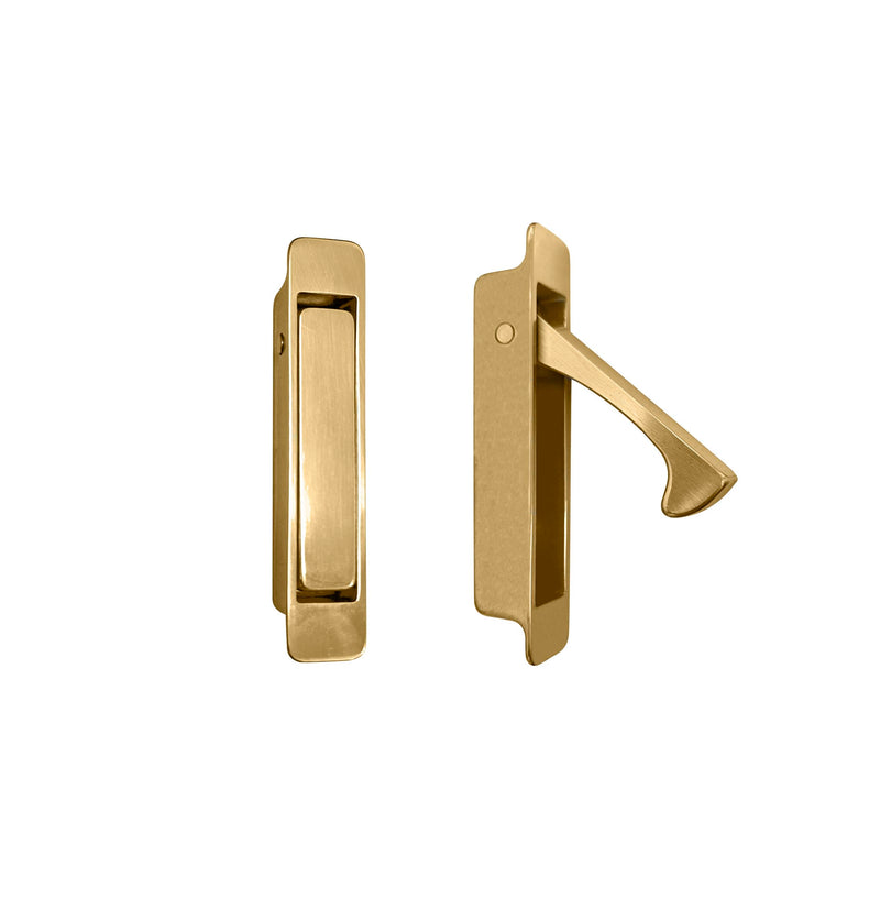 [Australia - AusPower] - QCAA Forged Solid Brass Edge Pull, Sliding Pocket Door Pull Handle, Polish Brass, 1 Pack, Made in Taiwan Polished Brass 