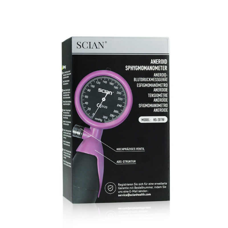 [Australia - AusPower] - SCIAN Palm Style Aneroid Sphygmomanometer with European Cuff 8.7-16.5", Manual Blood Pressure Cuff with Carrying Bag for for Nurse Doctor Senior Adult, Purple Red 