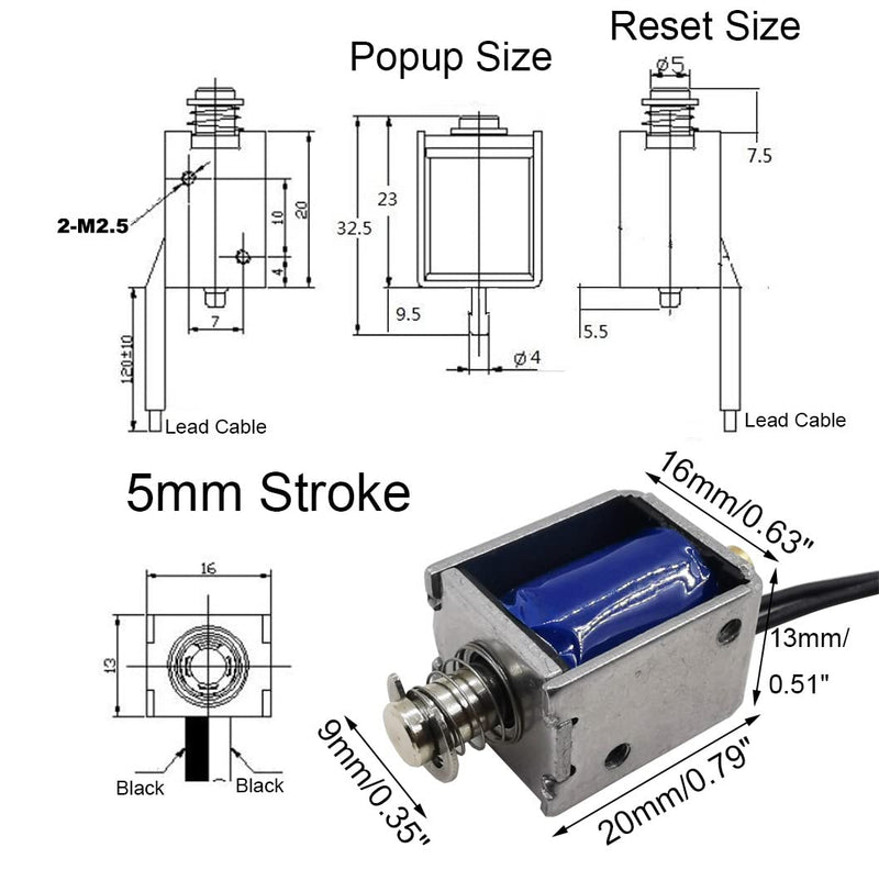 [Australia - AusPower] - 2PCS DC 5V 7? Mini Push Pull Linear Solenoid Electromagnet 5mm Stroke Open Frame Actuator Electric DC Magnet Solenoid 