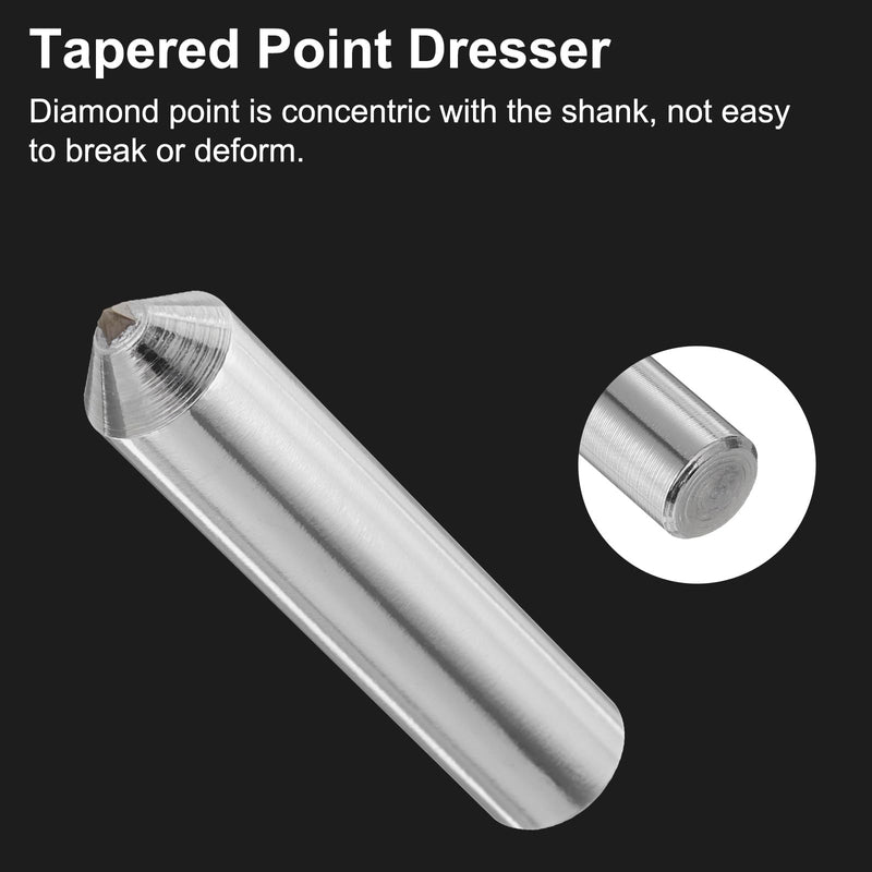 [Australia - AusPower] - uxcell 2pcs Diamond Dressers, 10mm x 45mm (13/32" x 1-3/4") Single Tapered Point Grinding Wheel Round Pen Welded Diamond Dressing Tools, Silver Tone 
