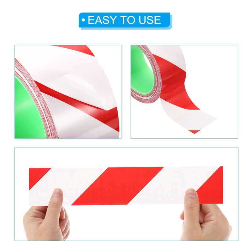 PATIKIL Safety Caution Tape 2 Inch x 108 Feet, 2 Pack Safety Warning Stripe Tape Floor Tape for Marking Floor Walls Stair, Red White