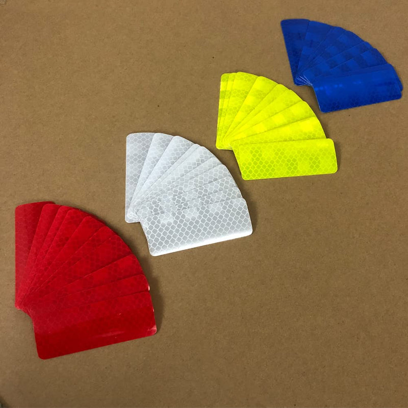 68Pcs Warning Reflective Stickers, Reflective Decals Waterproof Reflector Tapes, Night Visibility Adhesive Reflector Stickers for Motorcycle Bicycle Clothing Car Trunks Backpacks Red + Yellow