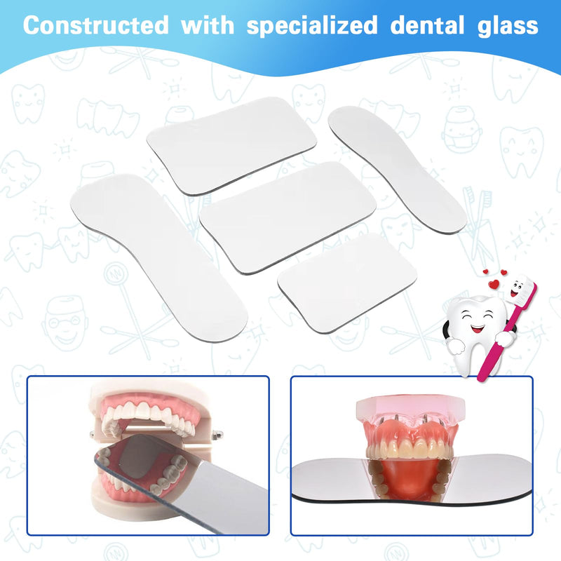 [Australia - AusPower] - Set of 5 Dental Occlusal Photographic Mouth Mirror - Rhodium Intraoral Reflective Mirrors for Dentistry, Dental Plated Glass Reflector Oral Inspection Kit for Photography 