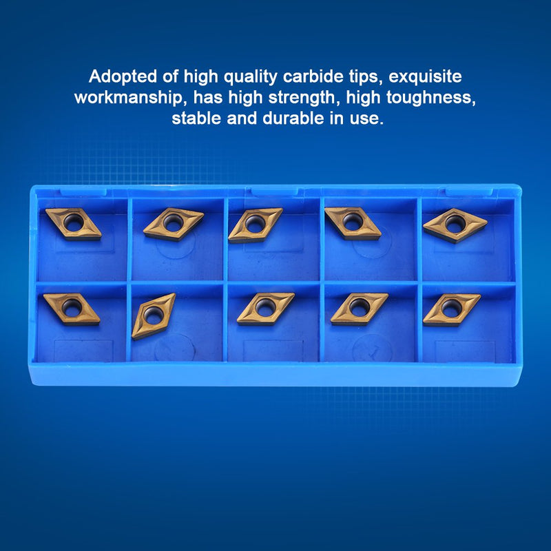 [Australia - AusPower] - Carbide Reversible Plates, Rotary Indexable Insert, Pack of 10 DCMT070204 US735 CNC Carbide Inserts Blade Milling Cutter Lathe Tool with Box for Rotary Tool Holder Replacement 