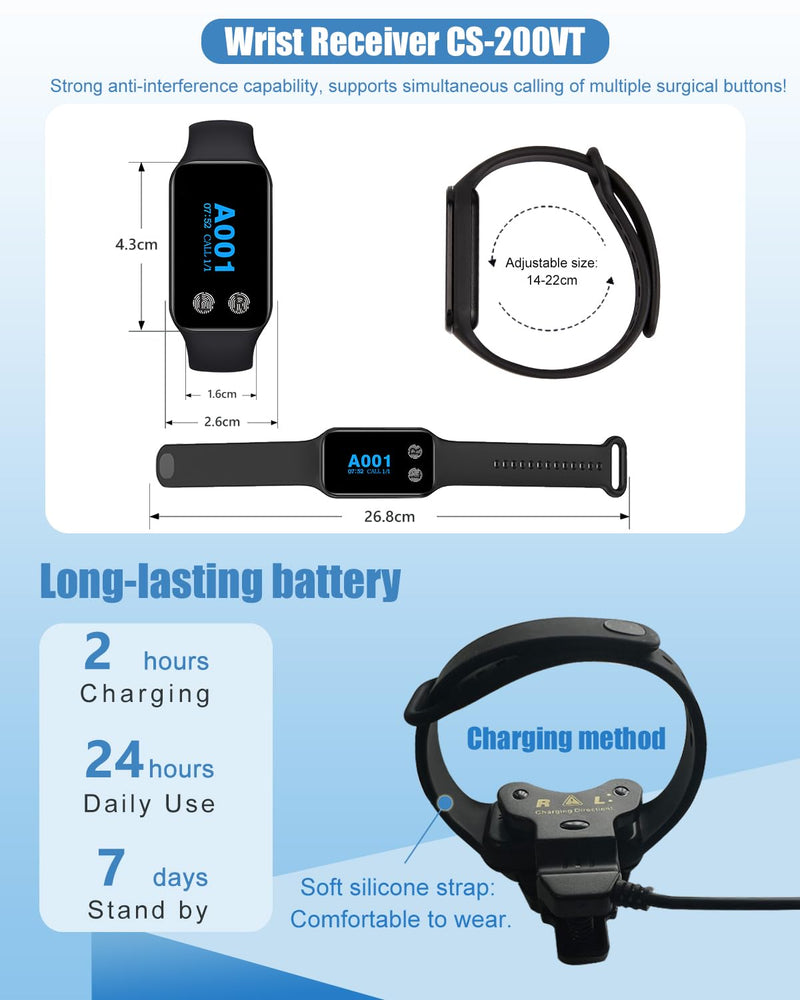[Australia - AusPower] - Wireless Restaurant Calling System Waiter Service Pager System with 1 Watch Button and 2 Wrist Watches for Restaurant Cafe Hospital Factory Office 2 receivers+1 watch button 