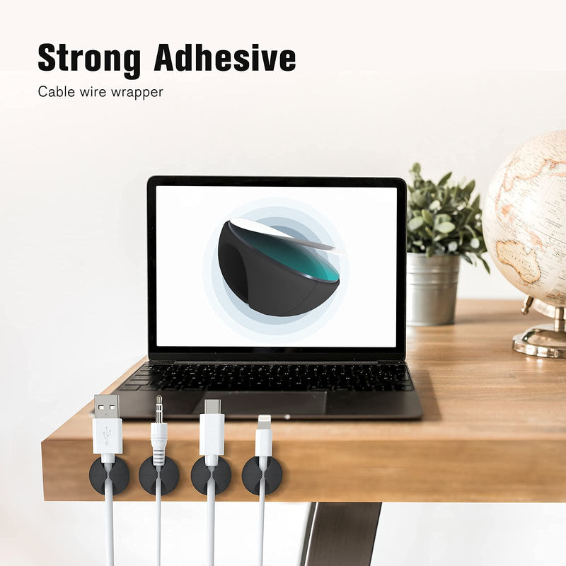 [Australia - AusPower] - 12 Pack Cable Clips, Znben Cord Organizer Holder Adhesive Cable Management Charger Wire Holder Clips for Desk, Home, Office, Car, Cubicle, Nightstand Black Small 