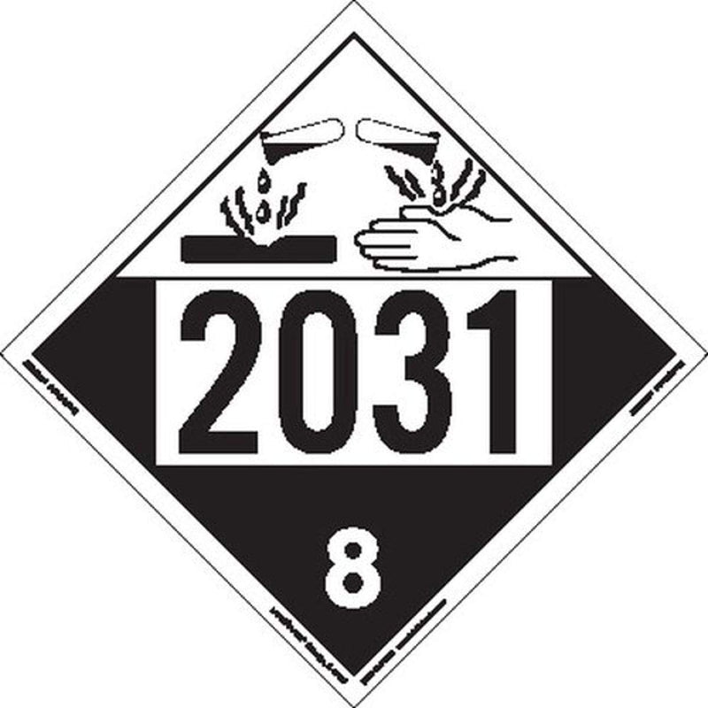 Labelmaster ZEZ42031 UN 2031 Corrosive Hazmat Placard, E-Z Removable Vinyl (Pack of 25)