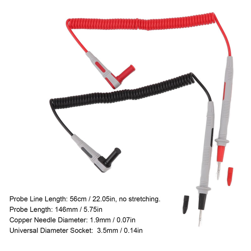 [Australia - AusPower] - Digital Multimeter Automotive Test 56cm Spring Brass Tip Wire Piercing Probe 20A 1000V Universal 3.5mm Socket Electronic Testing Clamp Voltmeter 