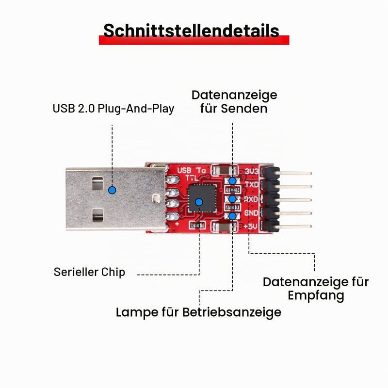 CP2102 HW-598 USB to TTL Serial Converter Module UART USB TTL Adapter Converter for 3.3 V and 5 V with Jumper Cable Pack of 3